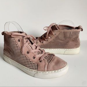 1. State Dulcia Mauve Pink Perforated Leather Sneakers High Top Size 7.5